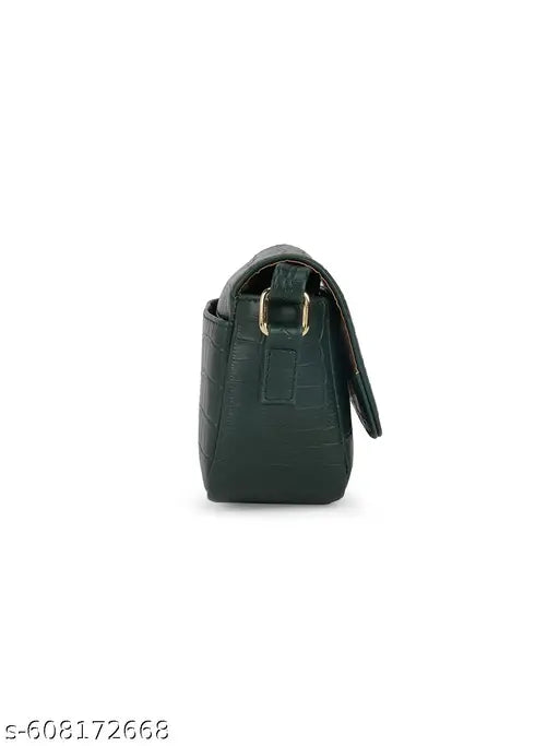 Globus Women Green Animal Effect Sling Bag With Inner Zip Pocket