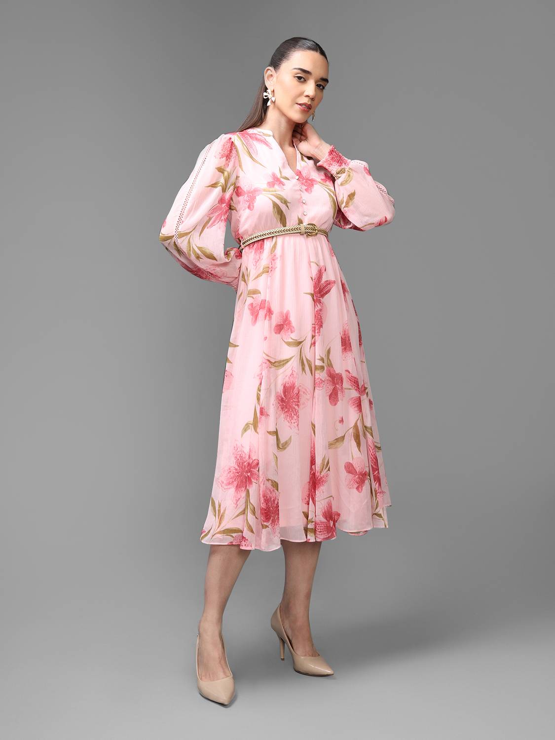 Women Bodycon Pink Maxi/Full Length Dress