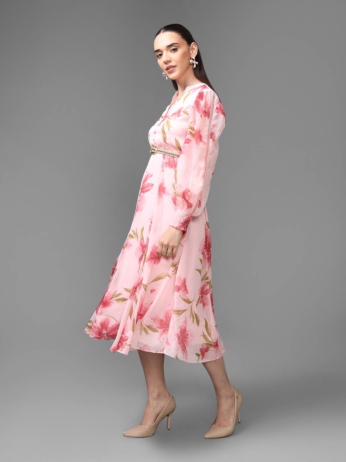 Women Bodycon Pink Maxi/Full Length Dress