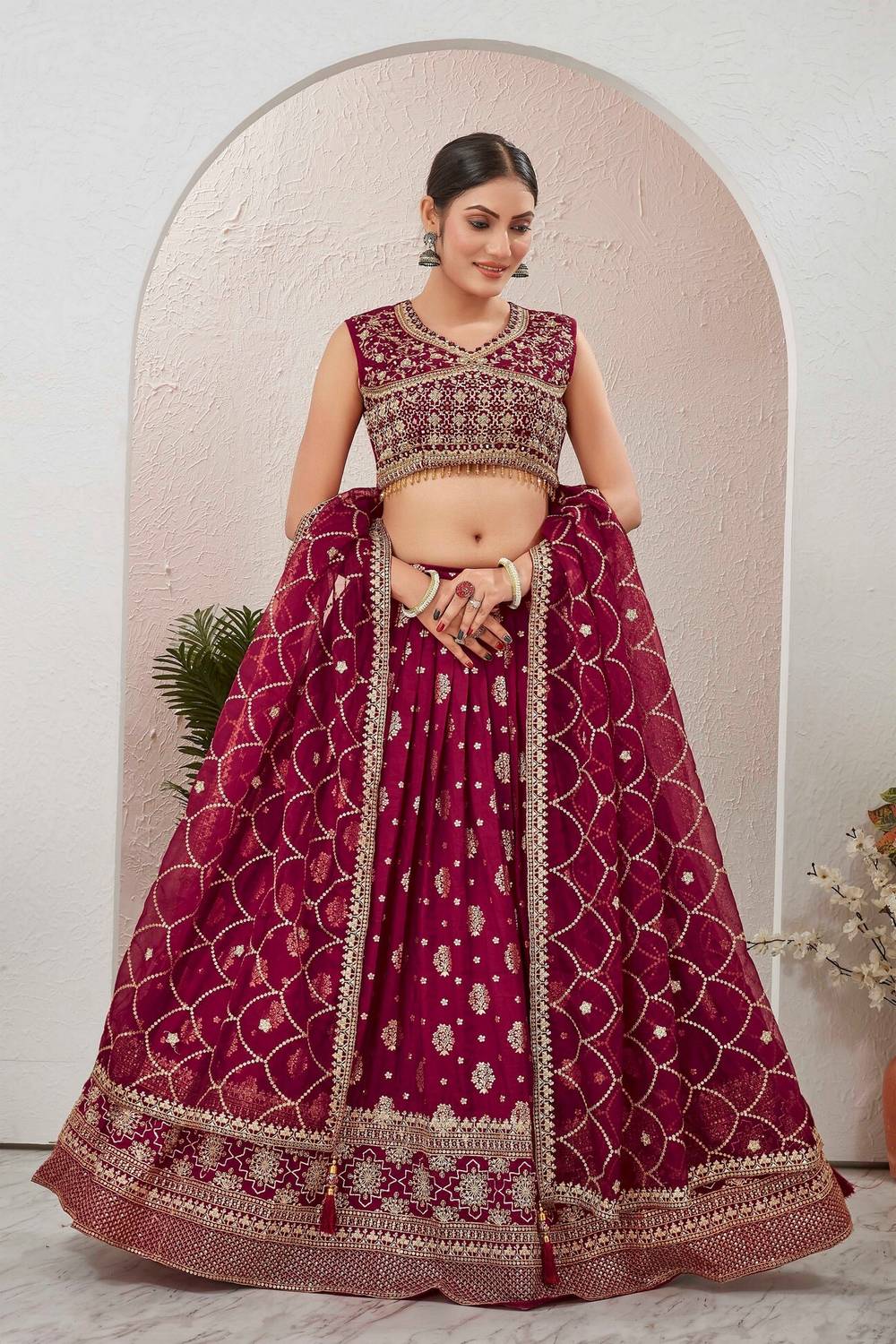 Embroidered Stitched Lehenga Choli