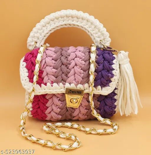 Handcrafted Ethnic Sling Bag with Intricate Tassel Detailing, Chain Shoulder Strap, and Elegant Design - Perfect for Casual and Formal Occasion