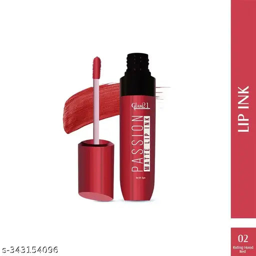 Glam21 Passion Matte Lip Ink | Upto 12-Hour Color Stay | Lightweight & Comfortable | Non-Sticky And Non-Drying - 02 Riding Hood Red,6gm