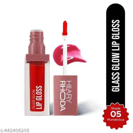 Hilary Rhoda Glass Glow Lip Gloss | Nourishing & Hydrating Lip Gloss | Sheer Coverage | High Shine | Juicy & Plump Lips | Keeps Lips Moisturised | Glides on Smoothly | 5ml (Plumalicious - Shade 05)
