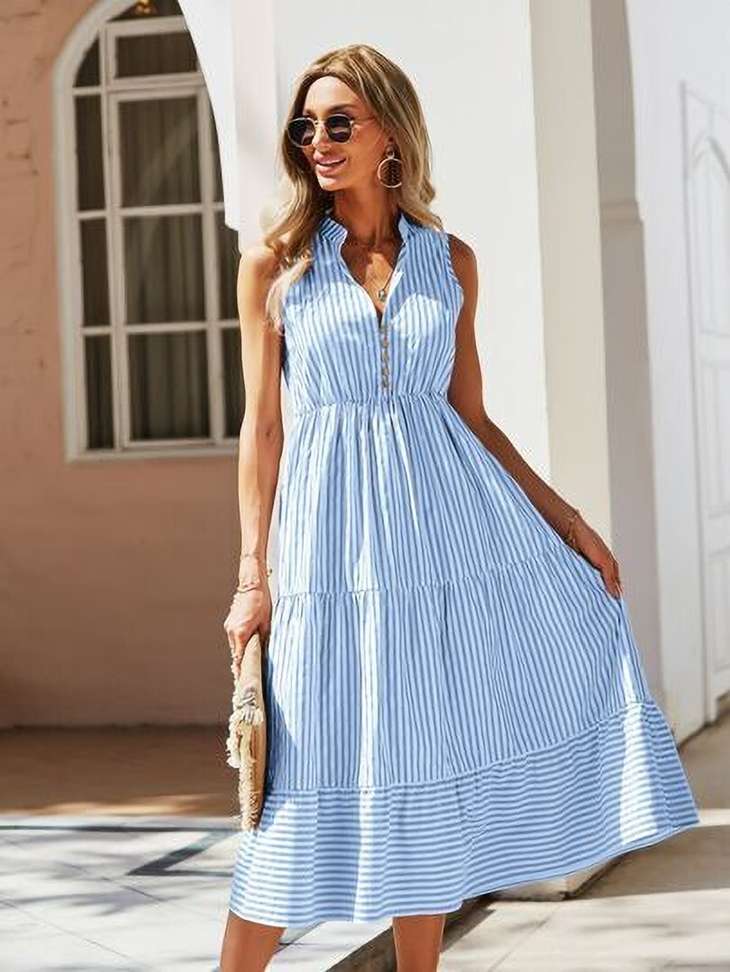 Women Fit and Flare Blue Dress