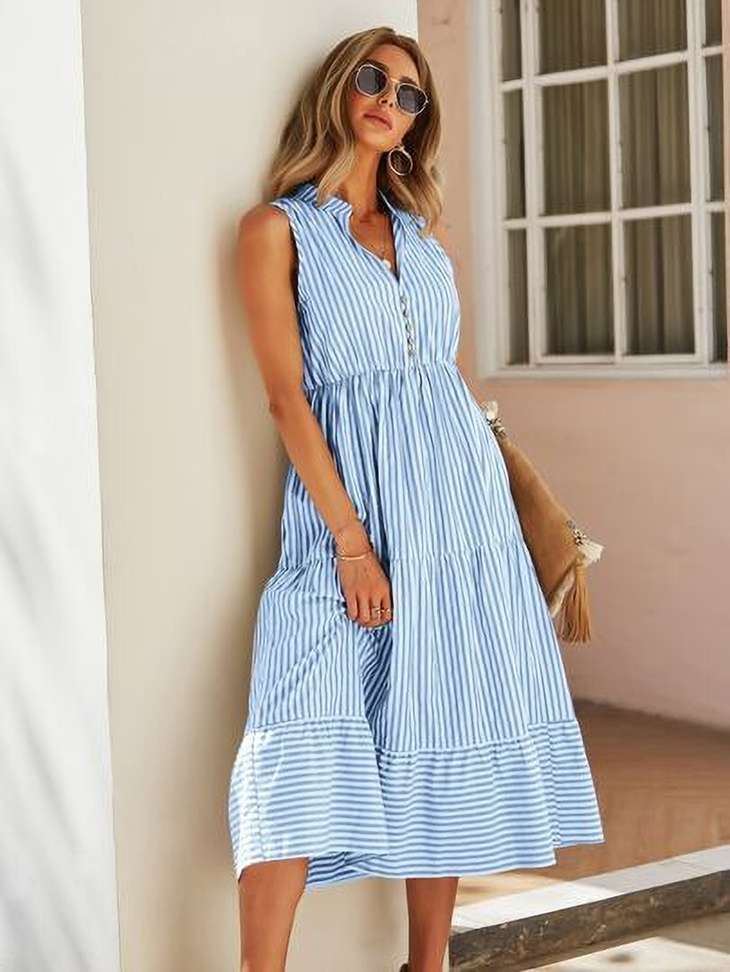 Women Fit and Flare Blue Dress