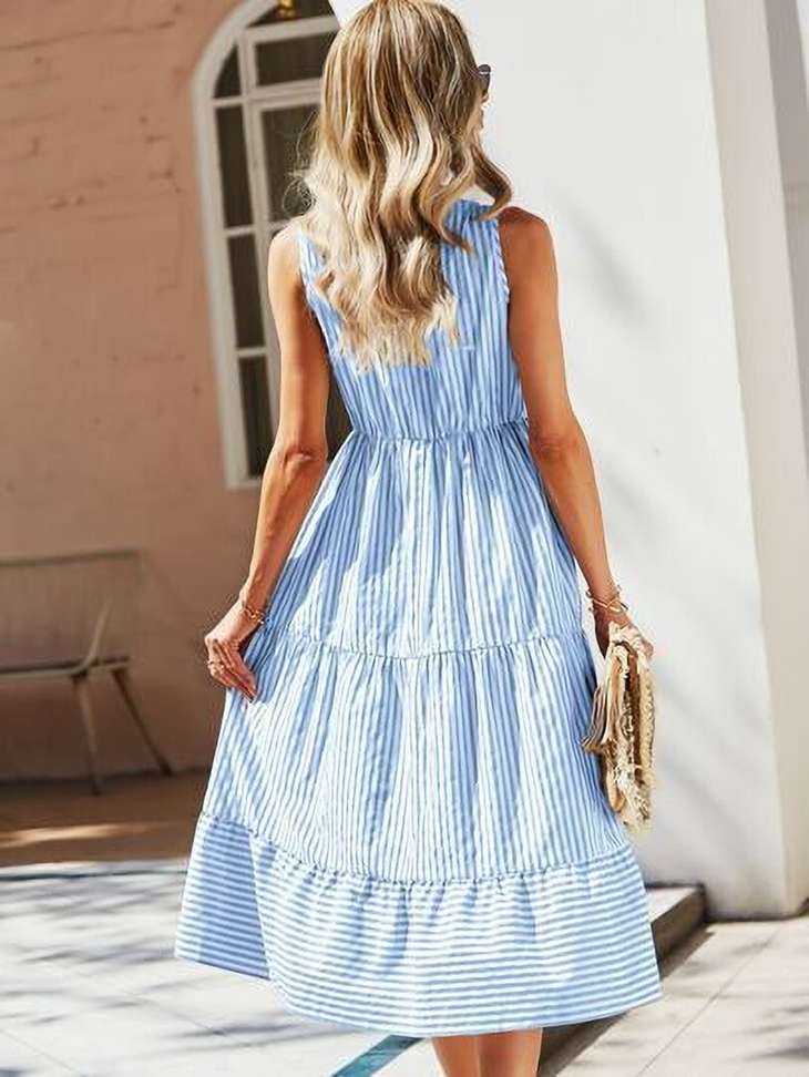 Women Fit and Flare Blue Dress