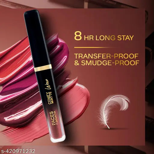 FACES CANADA Comfy Matte Wow Liquid Lipstick - Cocoa Crush 07, 3.8ml | One Swipe Application | Highly Pigmented | Comfortable Wear | Glides Smoothly | Long Lasting | Transferproof
