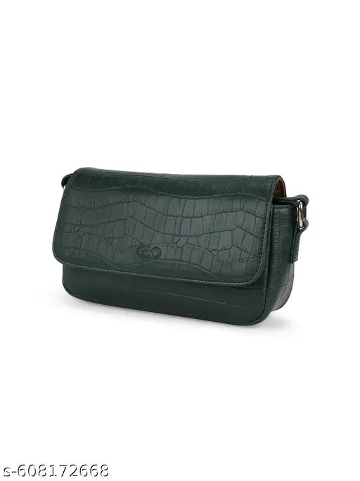 Globus Women Green Animal Effect Sling Bag With Inner Zip Pocket