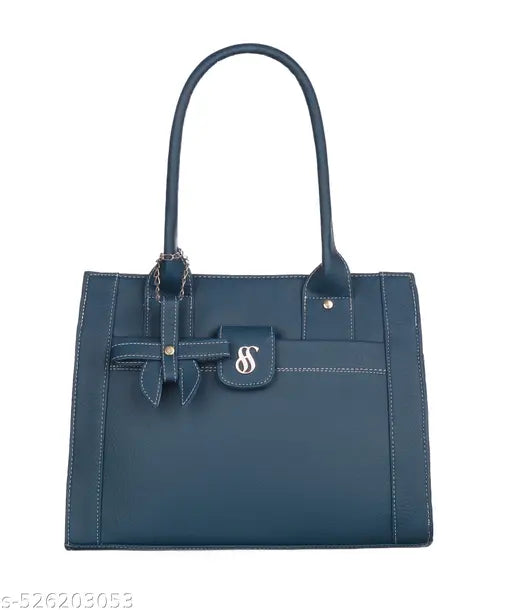 Fostelo Women's Vegan Leather Ocean Side Handbag Shoulder Bag Ladies Purse (Blue) (Large)