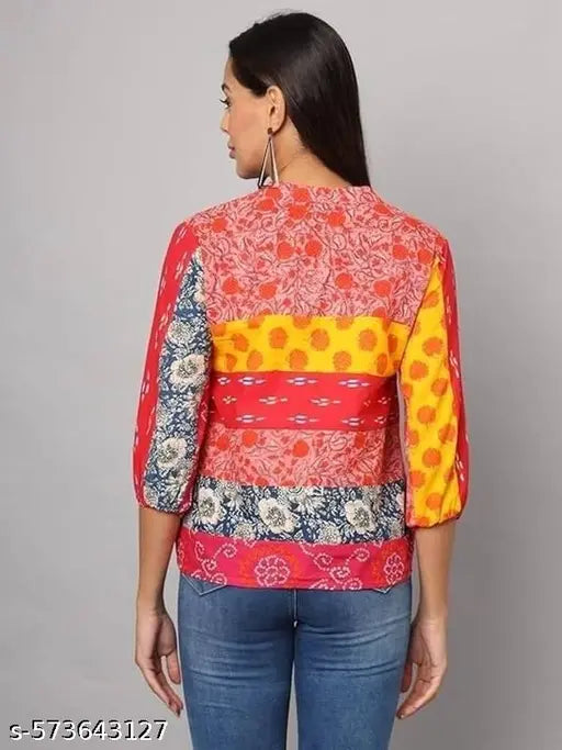 FABRIC FITOOR Stylish Multicolor Printed Cotton Top for Women(Multi Colour)