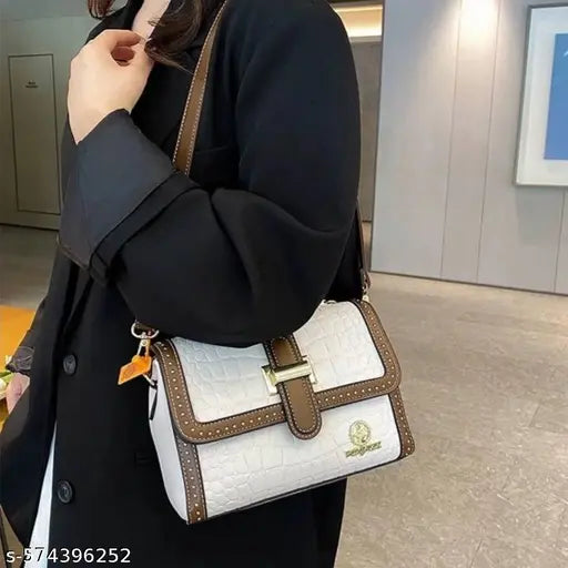 White Luxury Fashion Shoulder Bag for Women | Trendy Crossbody & Sling Bag | Genuine Leather Handbag for Daily Use & Travel | Premium China-Made Design