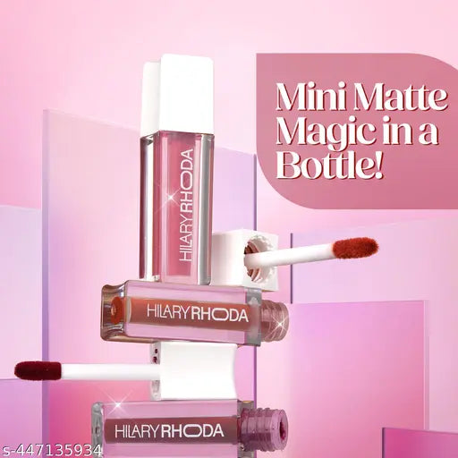 Hilary Rhoda Matte Minis Lipstick | Infused with Vitamin E, Jojoba Oil & Rosehip Oil | 12-Hour Stay | Smudge-Proof & Waterproof Lipstick | Non-Sticky | Set of 6 | 1.2 ml