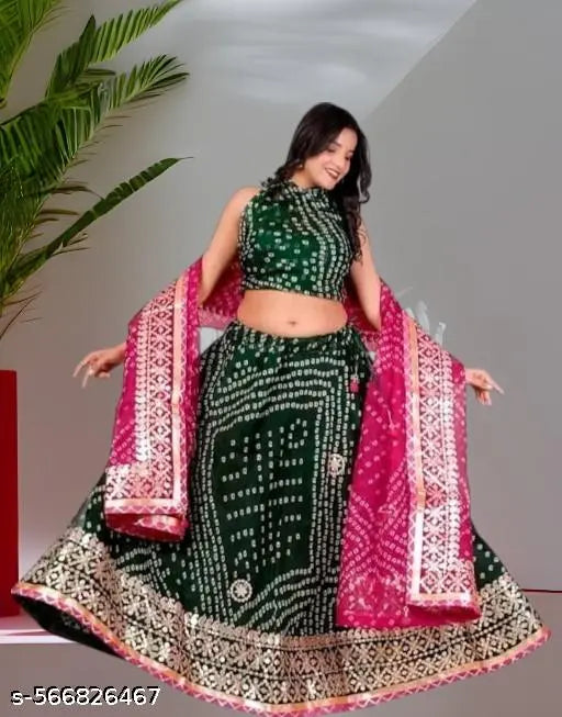 Red Jaipuri Tussar Silk Chniya Choli & Lehenga Choli