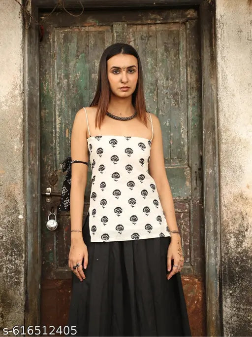 Anni Designer Women's Rayon Viscose White Sleeveless Kurti with Beautiful Floral Printed Work, Elegant Ethnic Top for Festive, Casual & Daily Wear, Stylish Designer Kurta for Women and Girls