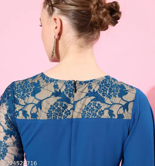 Miss Chase Women's Embellished V-neck Blue Dresses