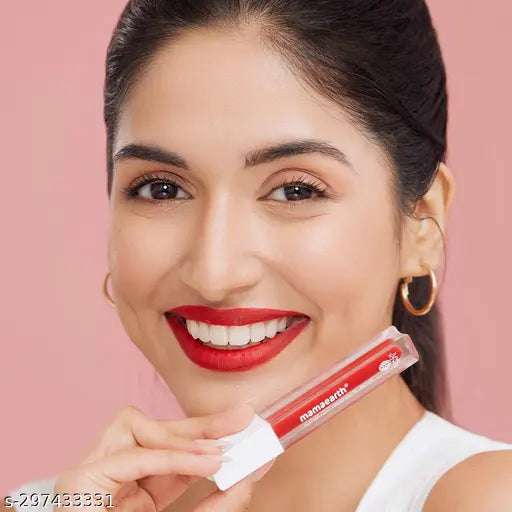 Mamaearth Feather Light Liquid Matte Lipstick with Coconut & Vitamin E for 16-Hour Long Stay (Weightless & Non-Drying) - 06 Red Velvet - 3.5 ml