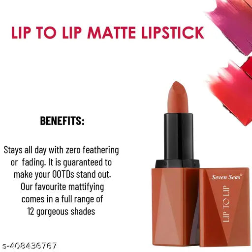 Seven Seas Lip To Lip Matte Lipstick | High Coverage | High Intensity Lipstick (Rose)
