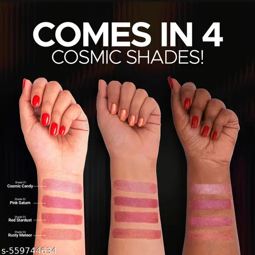 Hilary Rhoda Starlight Metallic Lipstick | Metallic Shine Glitter | Creamy & Long Lasting Lipstick | Lightweight & Hydrating Formula | 4g (Rusty Meteor - Shade 04)