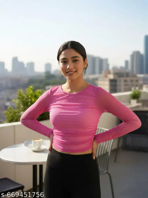 women western wear crop mesh net top