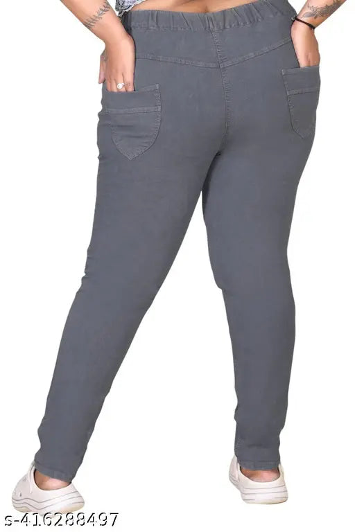 Plus Size Premium Quality Grey color Denim Jeggings.