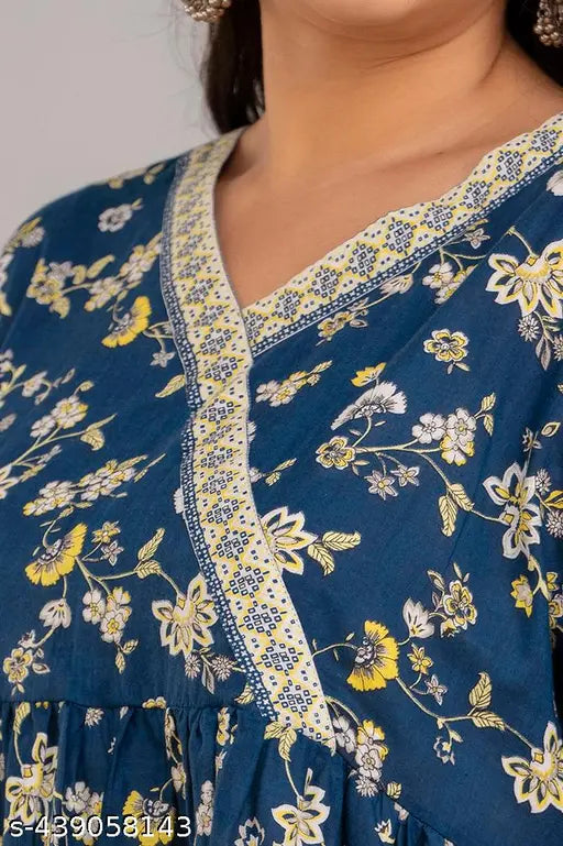 Fashion Zest Plus Size Rayon Blue Colour Short kurti