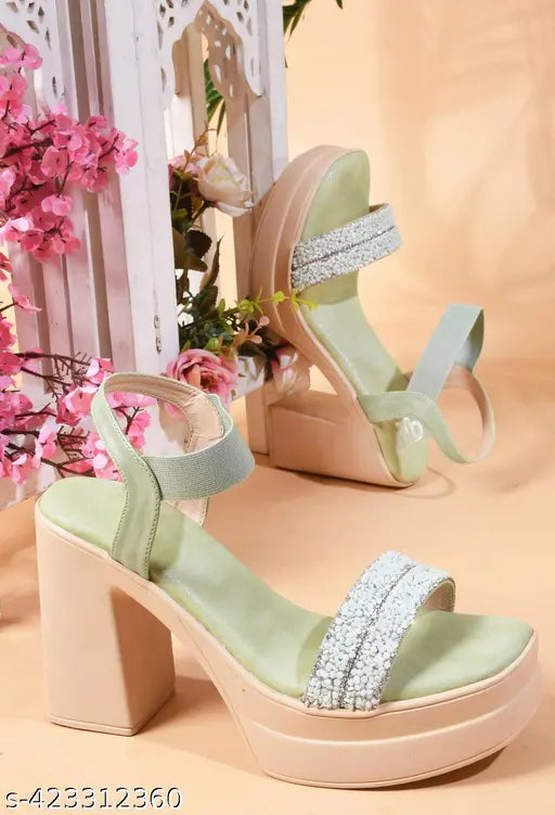 Selfiee Gorgeous Block Heel Sandals Comfortable Platform Party Heels Sandals for Women & Girls