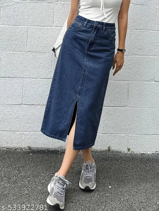 ATHLETIC denim blue long skirt