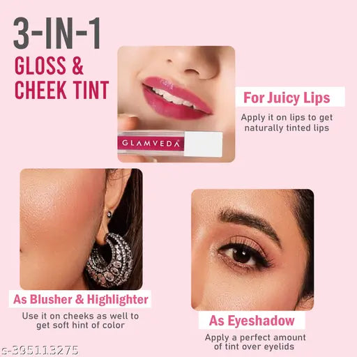 Glamveda X Rashami Desai Mini Serum Infused Lip Gloss | Soulmate - 116 ( Bright Pink Lip Gloss ) For Soft & Dewy Lips, Glossy Finish Enriched With Vitamin E, 1.2ml, Pink Lip Gloss Mini For Indian Ski n Tone