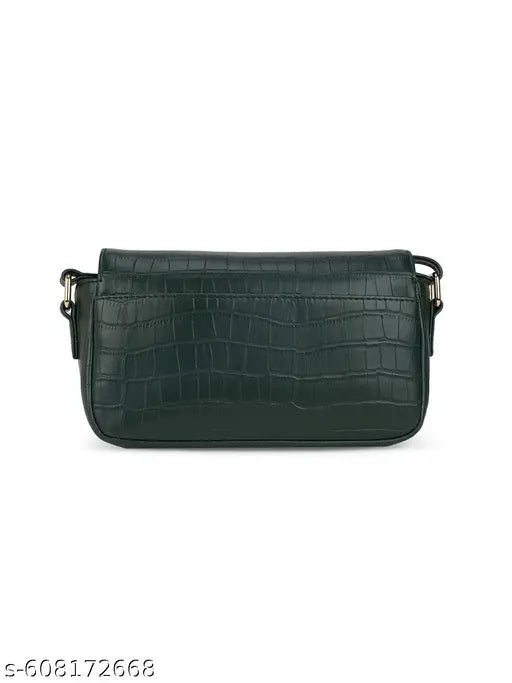 Globus Women Green Animal Effect Sling Bag With Inner Zip Pocket