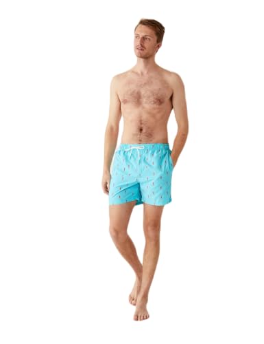 Marks & Spencer Quick Dry Embroidered Swim Shorts BRIGHT Blue