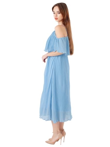 Zink London Women's Blue Self Design Regular Maxi Dress