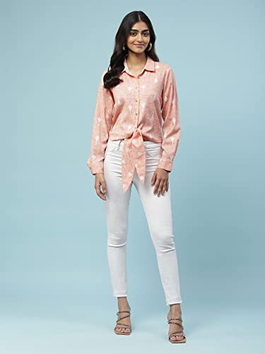 Aarke Ritu Kumar Peach Yarn Dyed Knotted Shirt