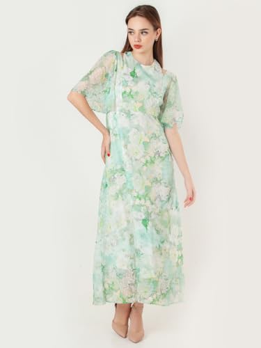 Zink London Women's Green Printed Regular Maxi Dress