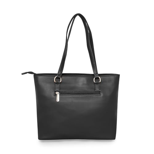 Pierre Cardin PU Top Handle Tote Bag For Women | Handbag For Ladies With Spacious Compartment & Zipper | Casual Handbag For Girls, Black