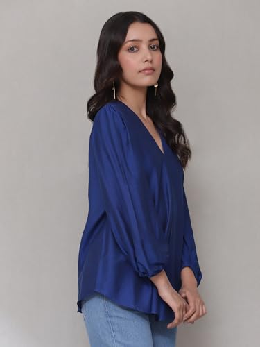 Aarke Ritu Kumar Blue Solid Top