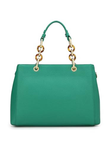 Da Milano Genuine Leather Green Satchel (00511A) (Medium)