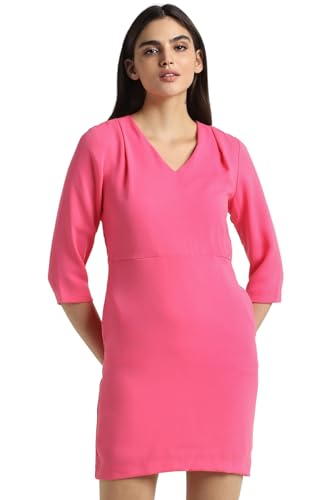 Allen Solly Women's Polyester Blend Modern Knee-Length Dress (Pink) –  SaumyasStore