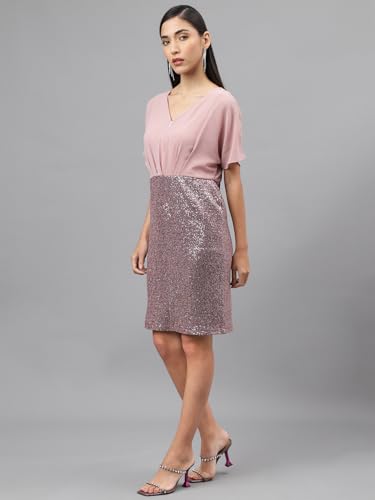 Latin Quarters Women Rosegold Cap Sleeve V-Neck Women 2 Fir 1 Dress