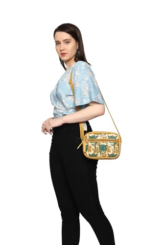 SACCI MUCCI Boxy Shoulder Sling Crossbody Bag for Women, Stylish Sling Bag For Girls, Ladies Purse, Shoulder Bag, Gift for Girls - Wild Print (Mustard)