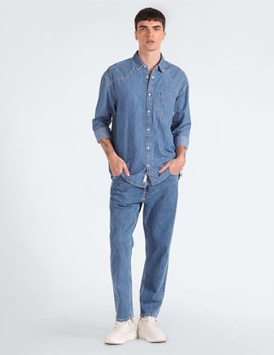 Tommy Hilfiger Men's Relaxed Fit Shirt (S24JMWT016_Blue L)