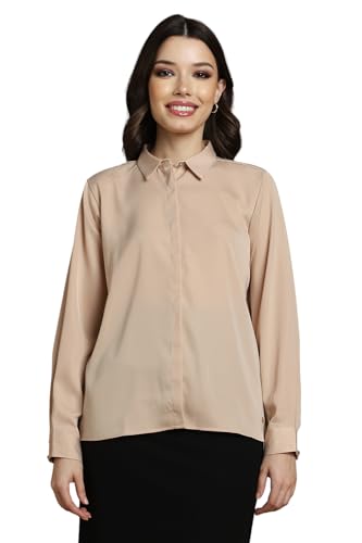 Allen Solly Women's Regular Fit Shirt (Beige)