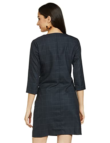 Allen Solly Women's Polyester Blend Classic Above The Knee Dress (Navy)