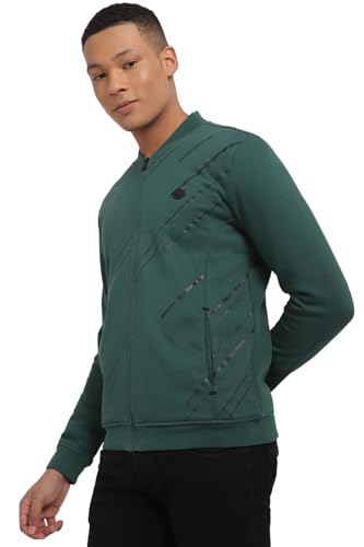 Allen Solly Men Green Stylized Neck Full Sleeves Casual Sweatshirt