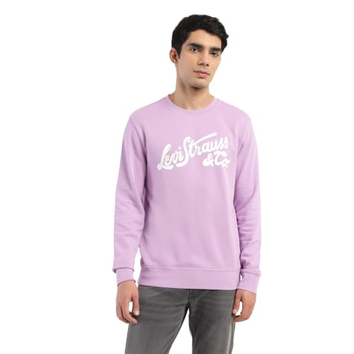 Levi's Men's Brand Logo Purple Crew Neck Sweatshirt