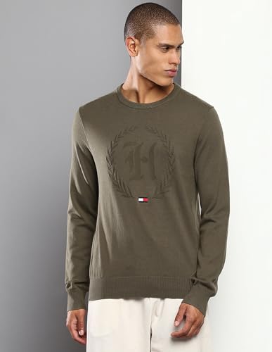 Tommy Hilfiger Men's Cotton Casual Sweater (F22HMSW006 Green
