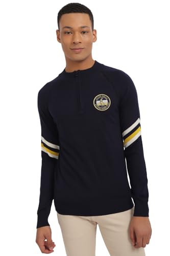 Allen Solly Men's Wool Blend Classic Pullover Sweater (ASSWWRGF524453_Navy