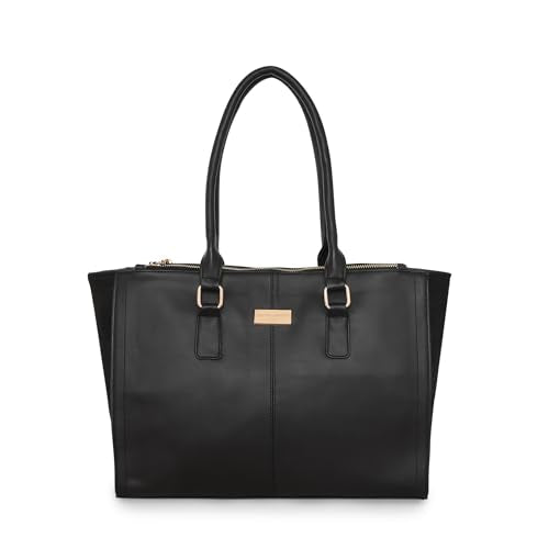 Pierre Cardin Women PU Leather Tote Bag For Women | Ladies Shoulder Bag With Zipper | Multipurpose Casual Bag For Women Office Use, Black