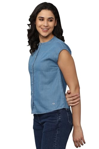 Allen Solly Women's Regular Fit T-Shirt (Blue)