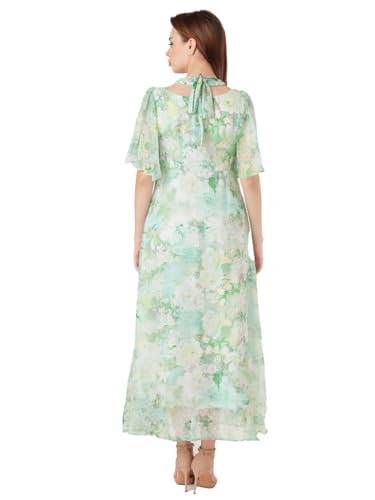 Zink London Women's Green Printed Regular Maxi Dress