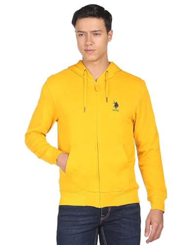 U.S. Polo ASSN. Solid Hooded Sweat Shirt Yellow